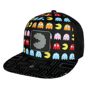 Pac-Man AOP Print Patch Youth Flat Bill Snapback Hat - BUCKET POPCORN